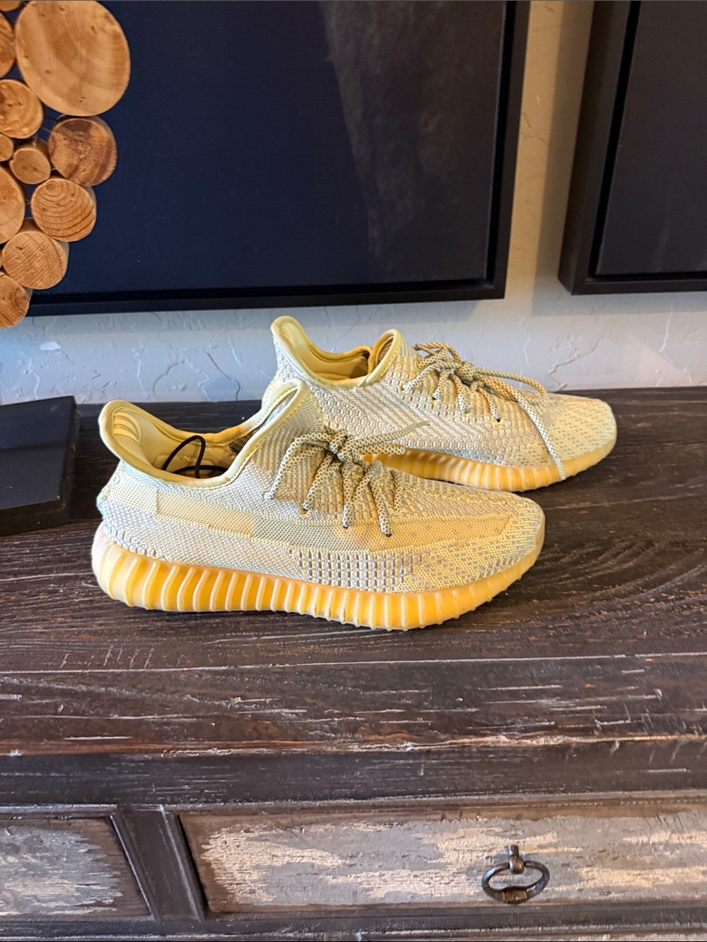 Yeezy Boost 350 V2 Pale Yellow Knit Sneakers - Picture 3 of 6